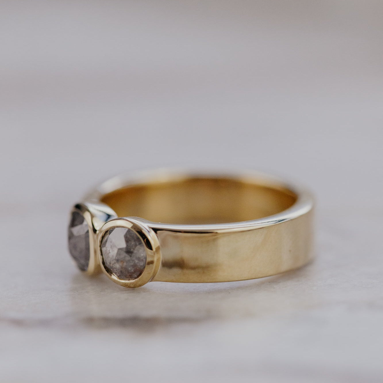The Madison Round and Cushion Rustic Diamond Ring