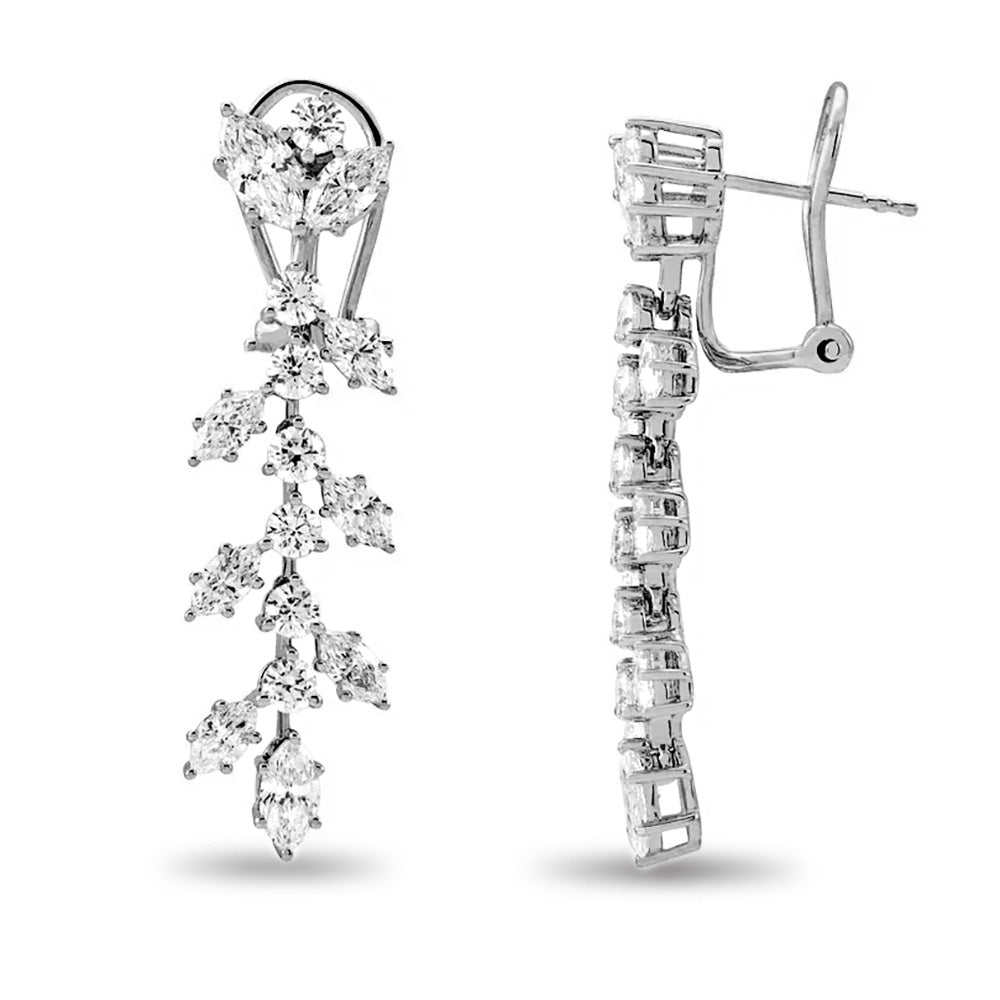 4.25 ct. Marquise Diamond Drop Earrings Flower Design - 14K Yellow Gold - E-F Color VS1-VS2 Clarity