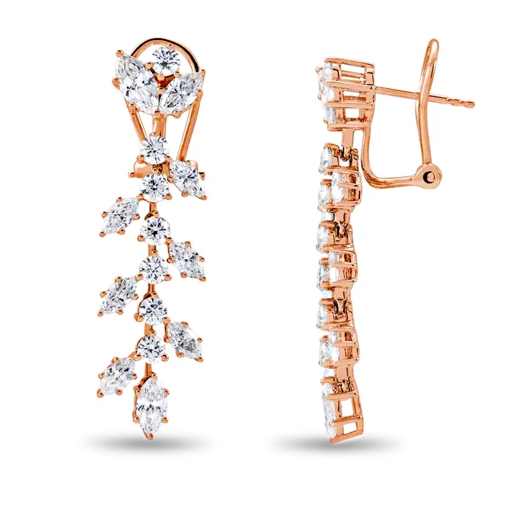 4.25 ct. Marquise Diamond Drop Earrings Flower Design - 14K Yellow Gold - F-G Color VS1-VS2 Clarity