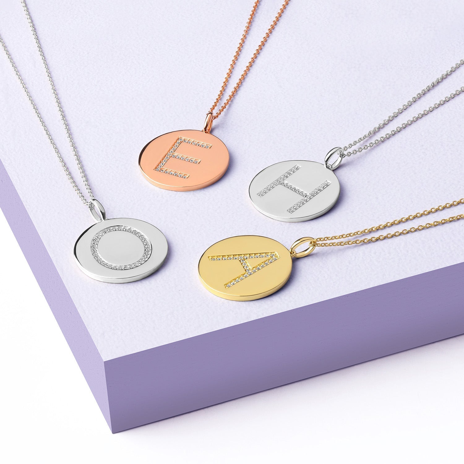 Diamond Initial Disc Necklace