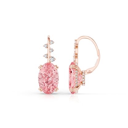 Lara Jewels High Jewellry High Jewelry | Oval Cut Pink Diamond Earrings - 14k Rose Gold - Side View
