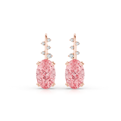Lara Jewels High Jewellry High Jewelry | Oval Cut Pink Diamond Earrings - 18k Rose Gold - Front View