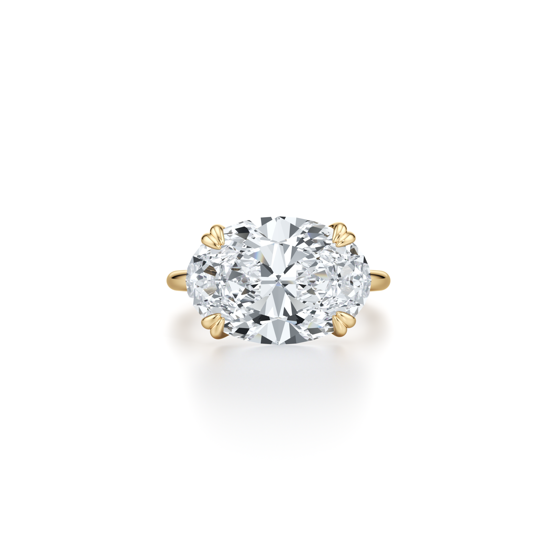 Lara Jewels High Jewellry High Jewelry | Elle East-West Oval Solitaire Lab Diamond Engagement Ring - Oval - 18k Yellow Gold - Front View