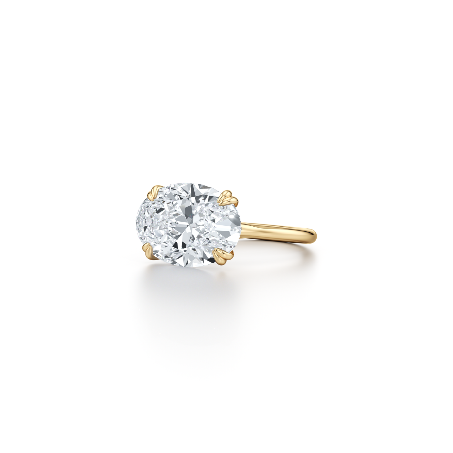 Lara Jewels High Jewellry High Jewelry | Elle East-West Oval Solitaire Lab Diamond Engagement Ring - Oval - 14k Yellow Gold - Side View