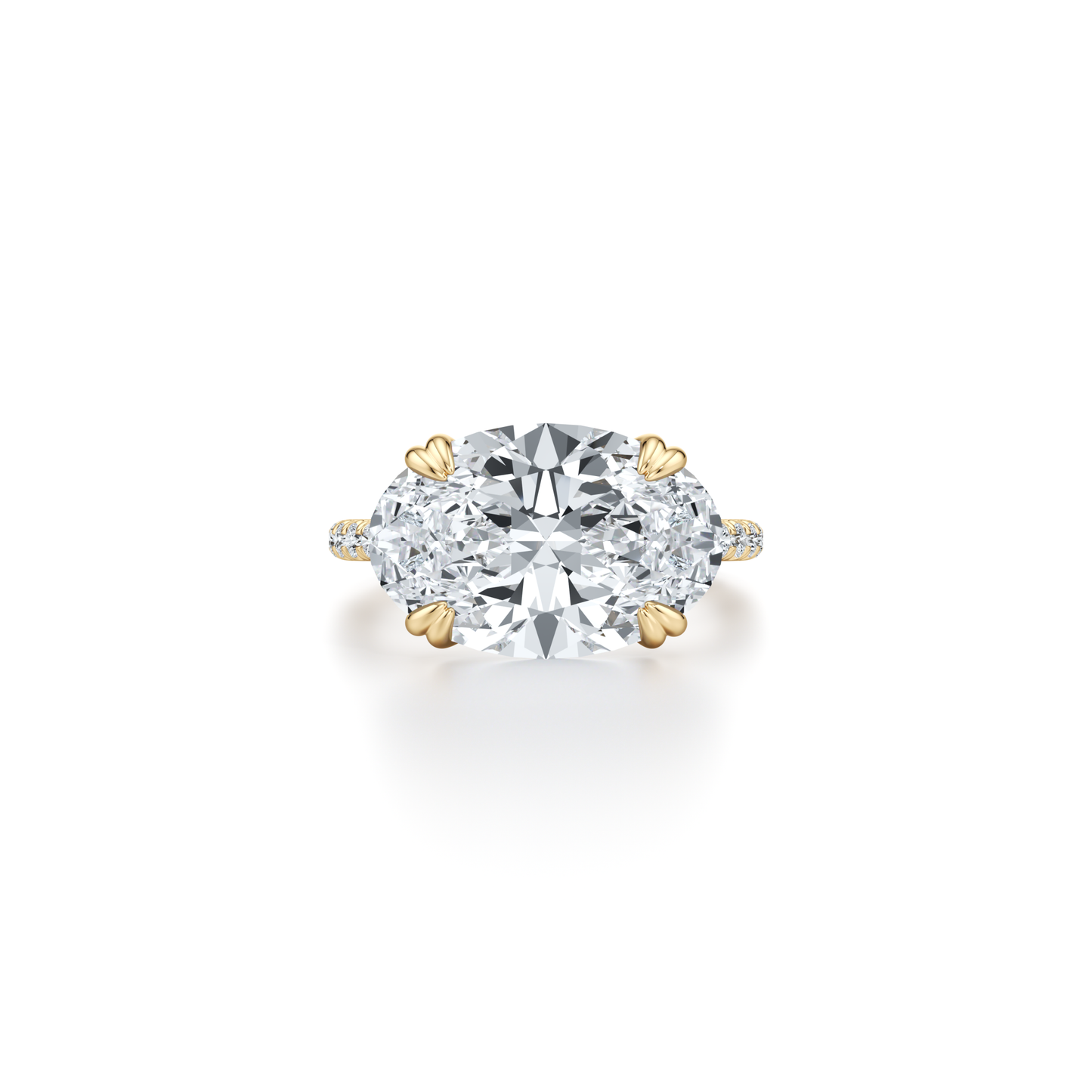 Lara Jewels High Jewellry High Jewelry | Elle East-West Oval Solitaire Lab Diamond Engagement Ring - Oval - 18k Yellow Gold - Front View