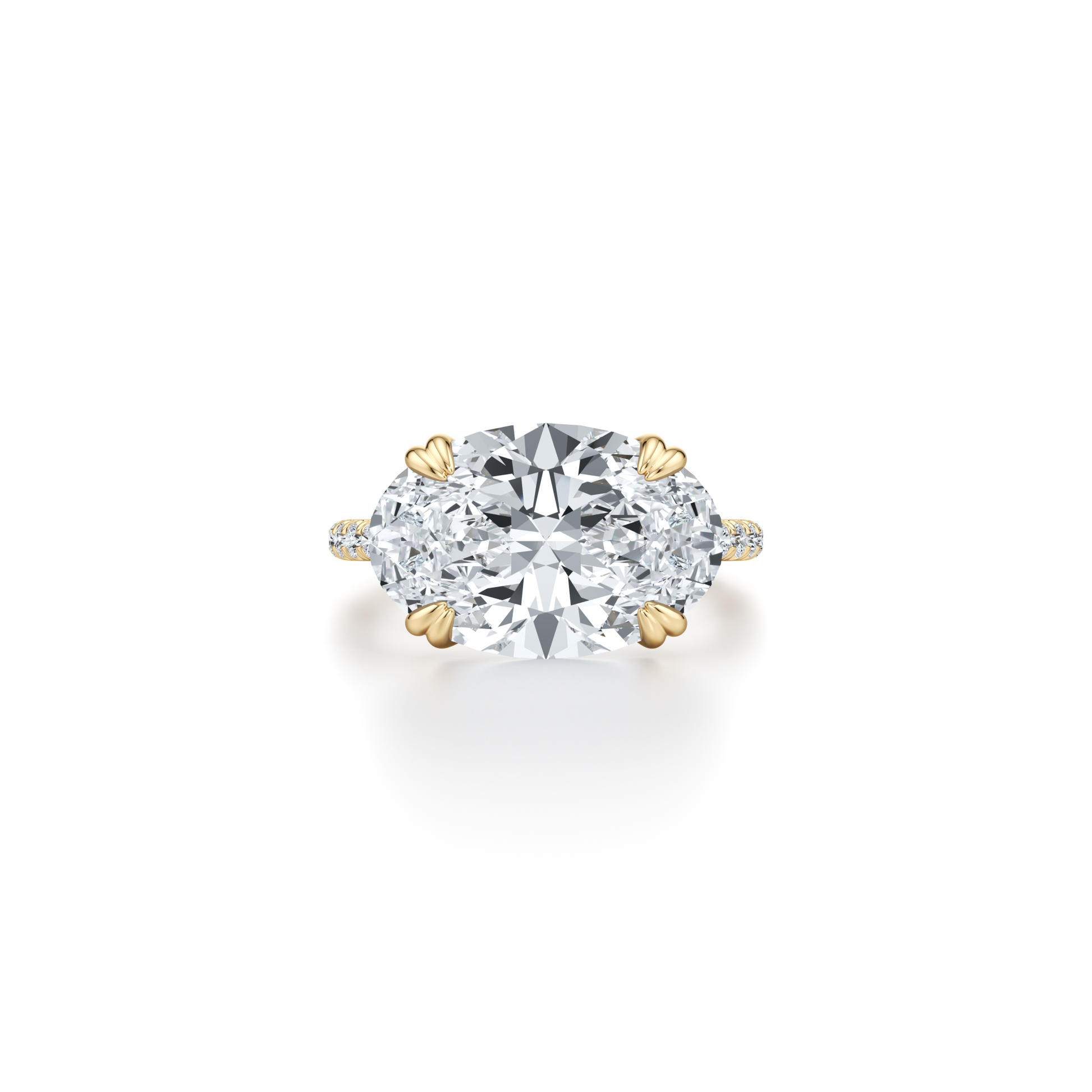 Lara Jewels High Jewellry High Jewelry | Elle East-West Oval Solitaire Lab Diamond Engagement Ring - Oval - 18k Yellow Gold - Front View