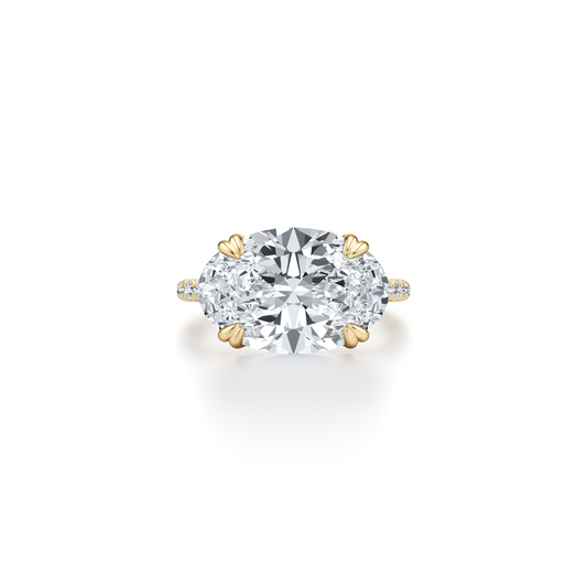 Lara Jewels High Jewellry High Jewelry | Elle East-West Oval Solitaire Lab Diamond Engagement Ring - Oval - 18k Yellow Gold - Front View