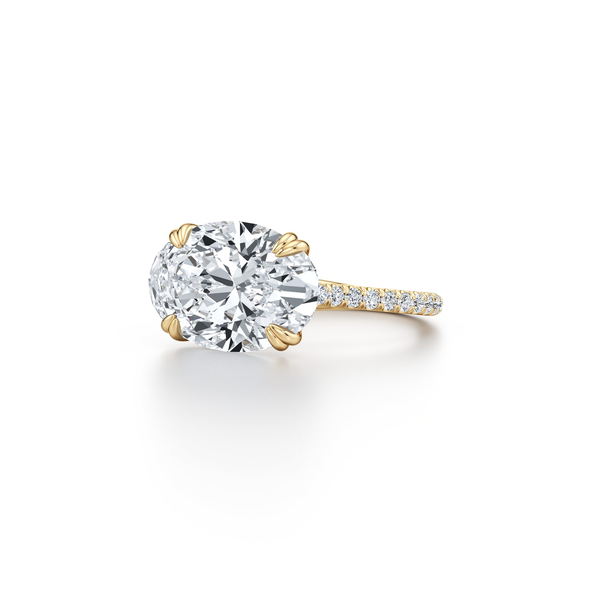 Lara Jewels High Jewellry High Jewelry | Elle East-West Oval Solitaire Lab Diamond Engagement Ring - Oval - 14k Yellow Gold - Side View