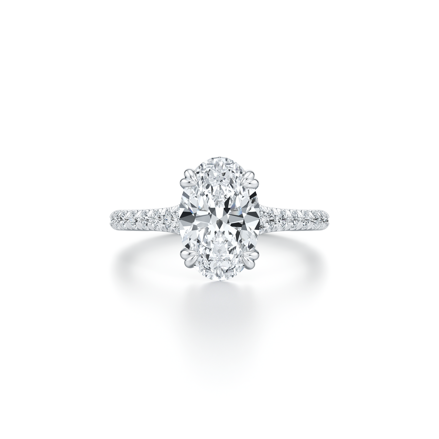 Lara Jewels High Jewellry Elle Oval Cut Solitaire Lab Diamond Engagement Ring - Oval - 18k White Gold - Front View