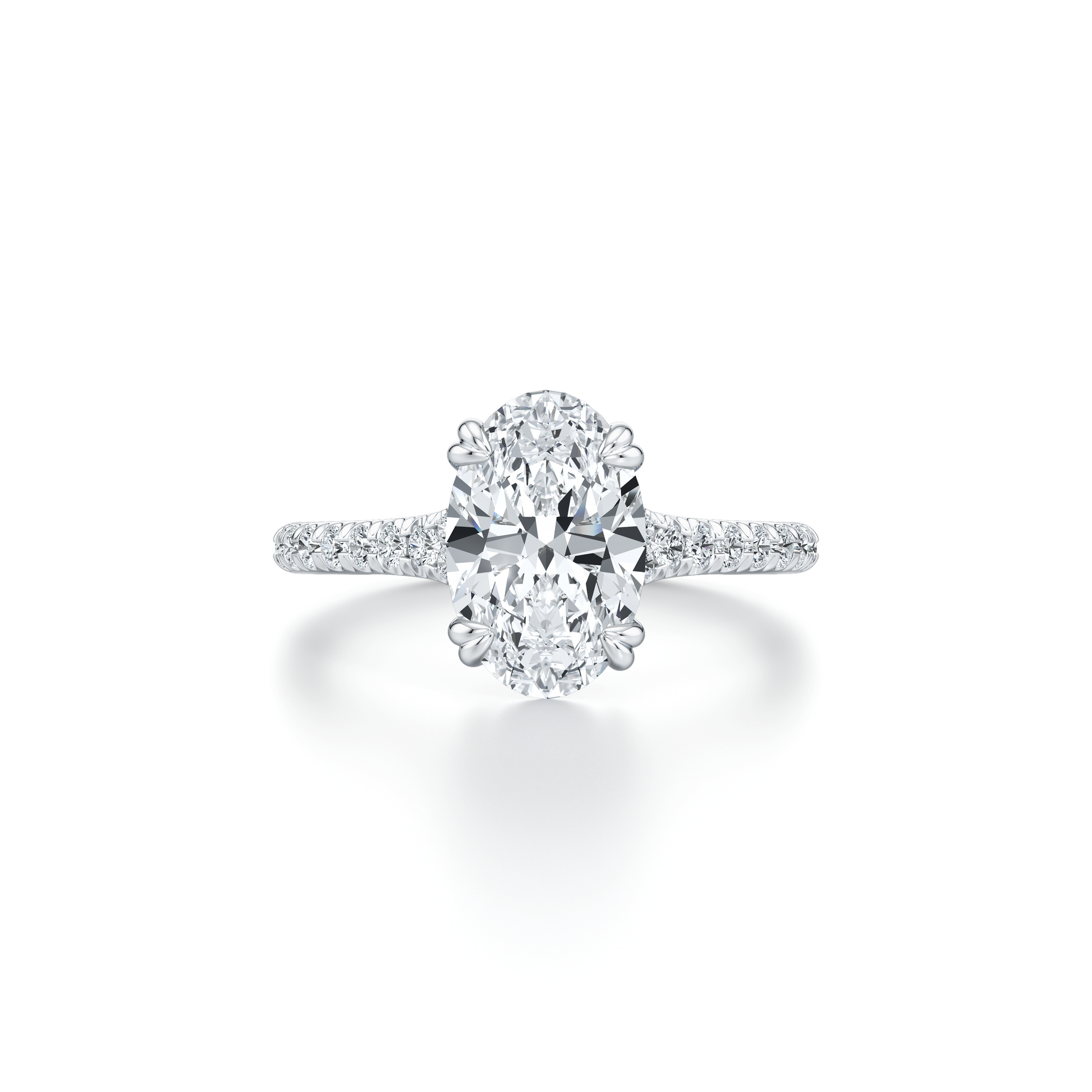 Lara Jewels High Jewellry Elle Oval Cut Solitaire Lab Diamond Engagement Ring - Oval - 18k White Gold - Front View