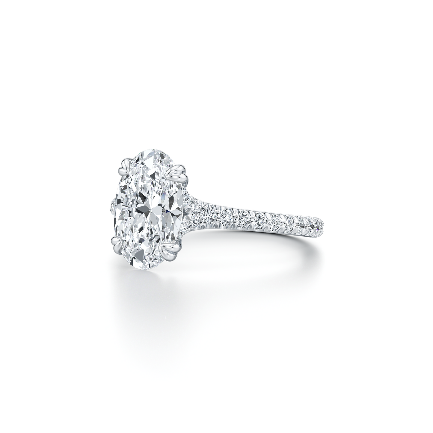 Lara Jewels High Jewellry Elle Oval Cut Solitaire Lab Diamond Engagement Ring - Oval - 14k White Gold - Side View
