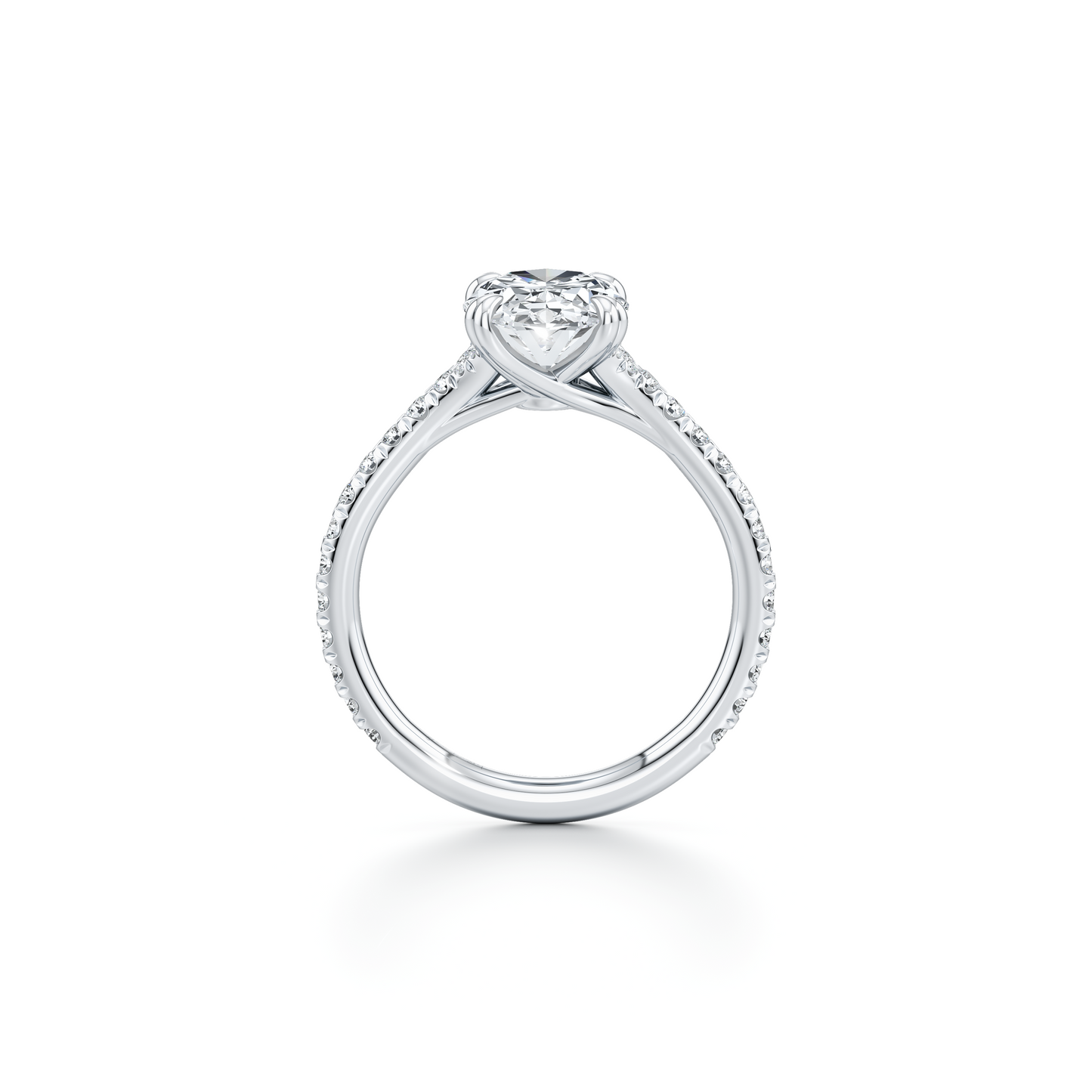 Lara Jewels High Jewellry Elle Oval Cut Solitaire Lab Diamond Engagement Ring - Oval - 18k White Gold - Angle View