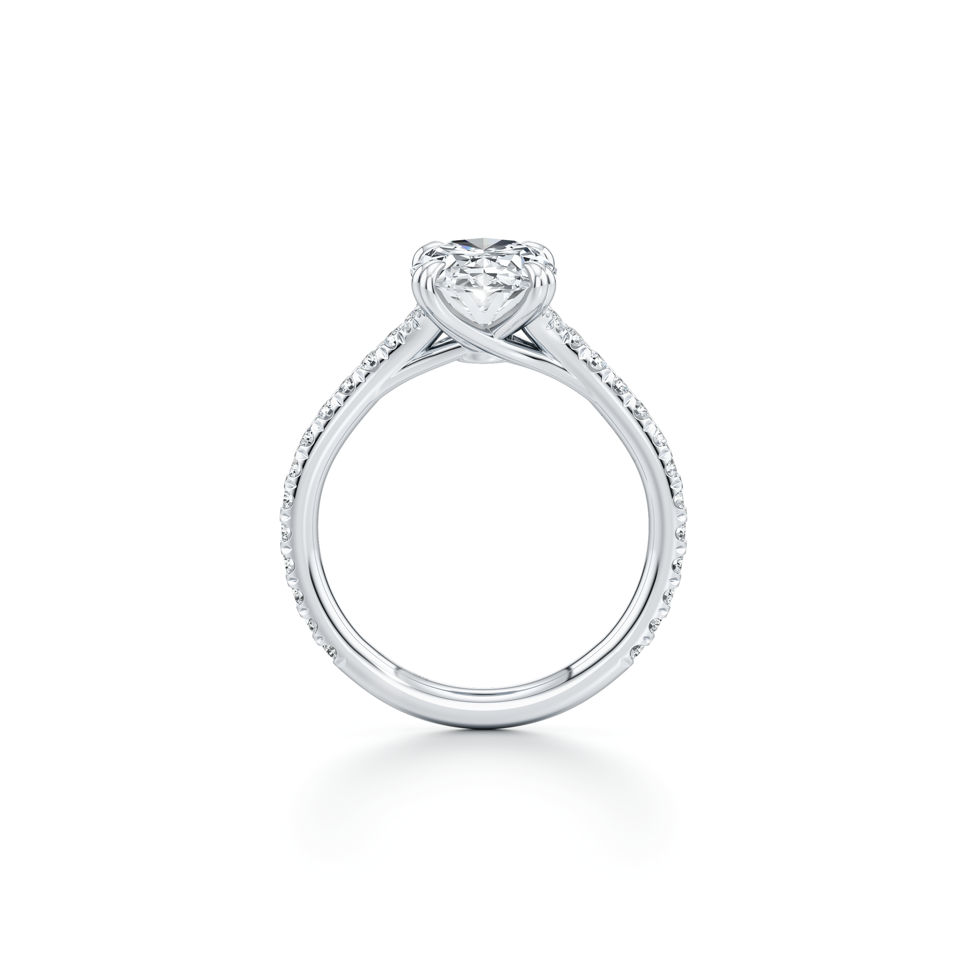 Lara Jewels High Jewellry Elle Oval Cut Solitaire Lab Diamond Engagement Ring - Oval - 18k White Gold - Angle View