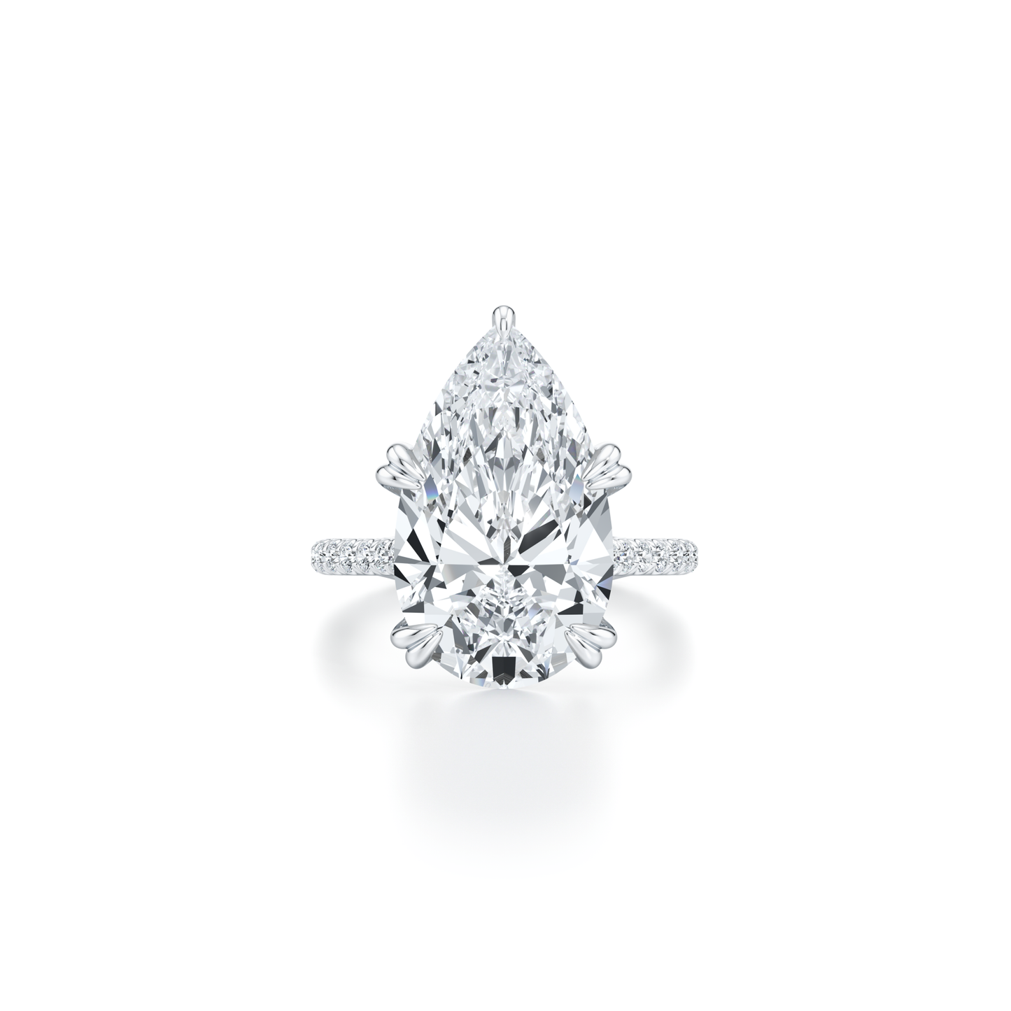 Lara Jewels High Jewellry High Jewelry | Elle Pear Solitaire Lab Diamond Engagement Ring - Pear - 18k White Gold - Front View