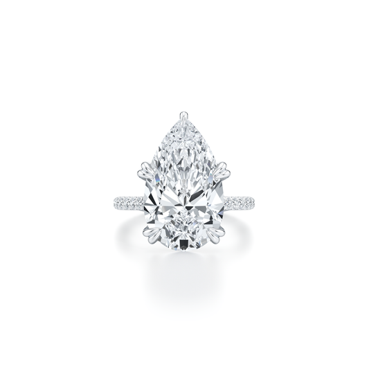 Lara Jewels High Jewellry High Jewelry | Elle Pear Solitaire Lab Diamond Engagement Ring - Pear - 18k White Gold - Front View
