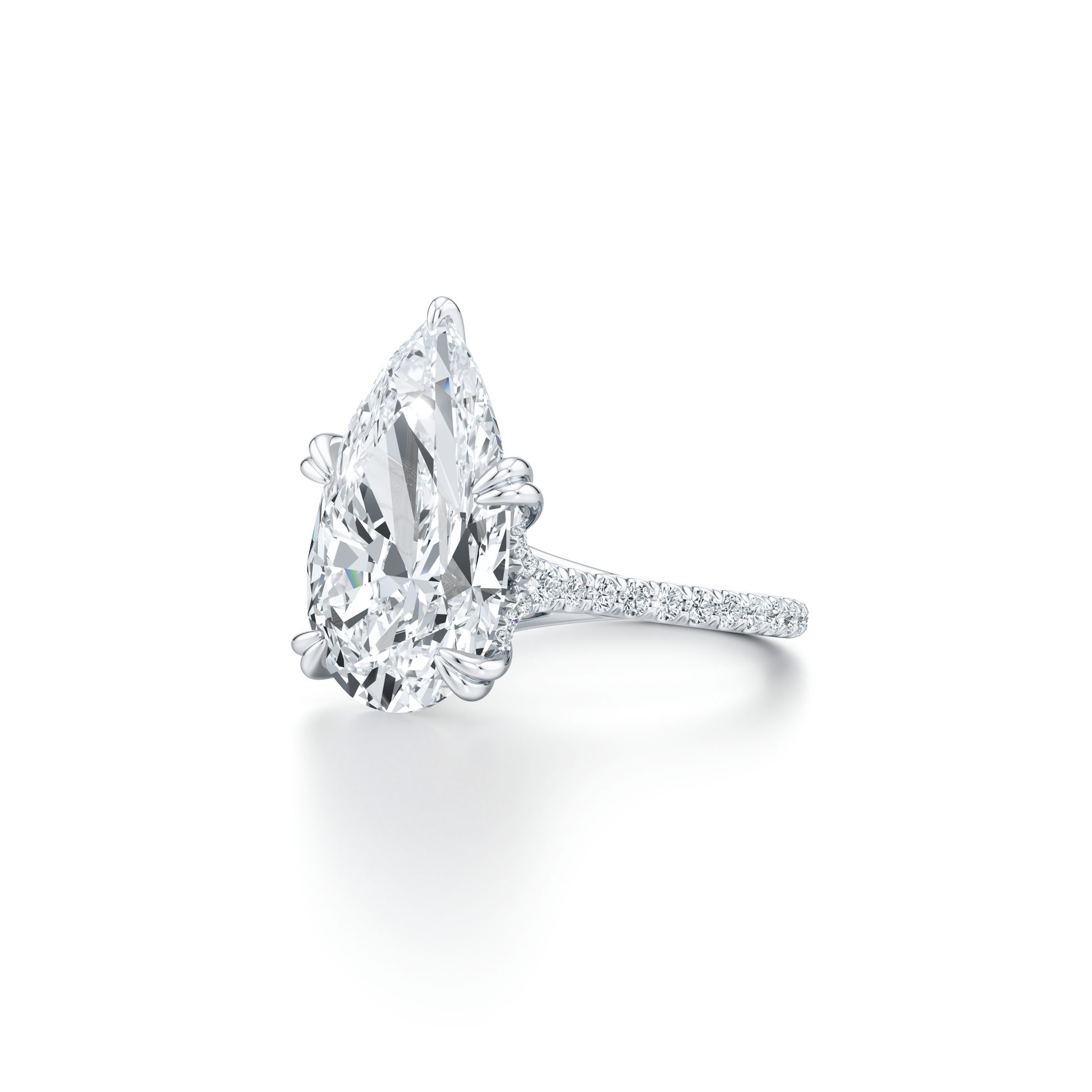 Lara Jewels High Jewellry High Jewelry | Elle Pear Solitaire Lab Diamond Engagement Ring - Pear - 14k White Gold - Side View