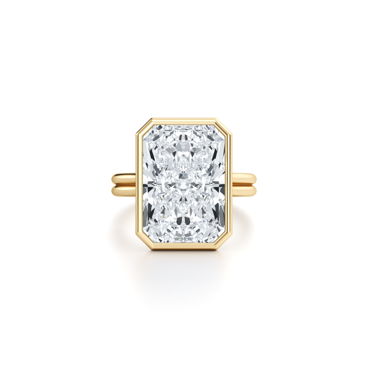Lara Jewels High Jewellry High Jewelry | Elle Bezel Radiant Solitaire Lab Diamond Engagement Ring - Radiant - 18k Yellow Gold - Front View