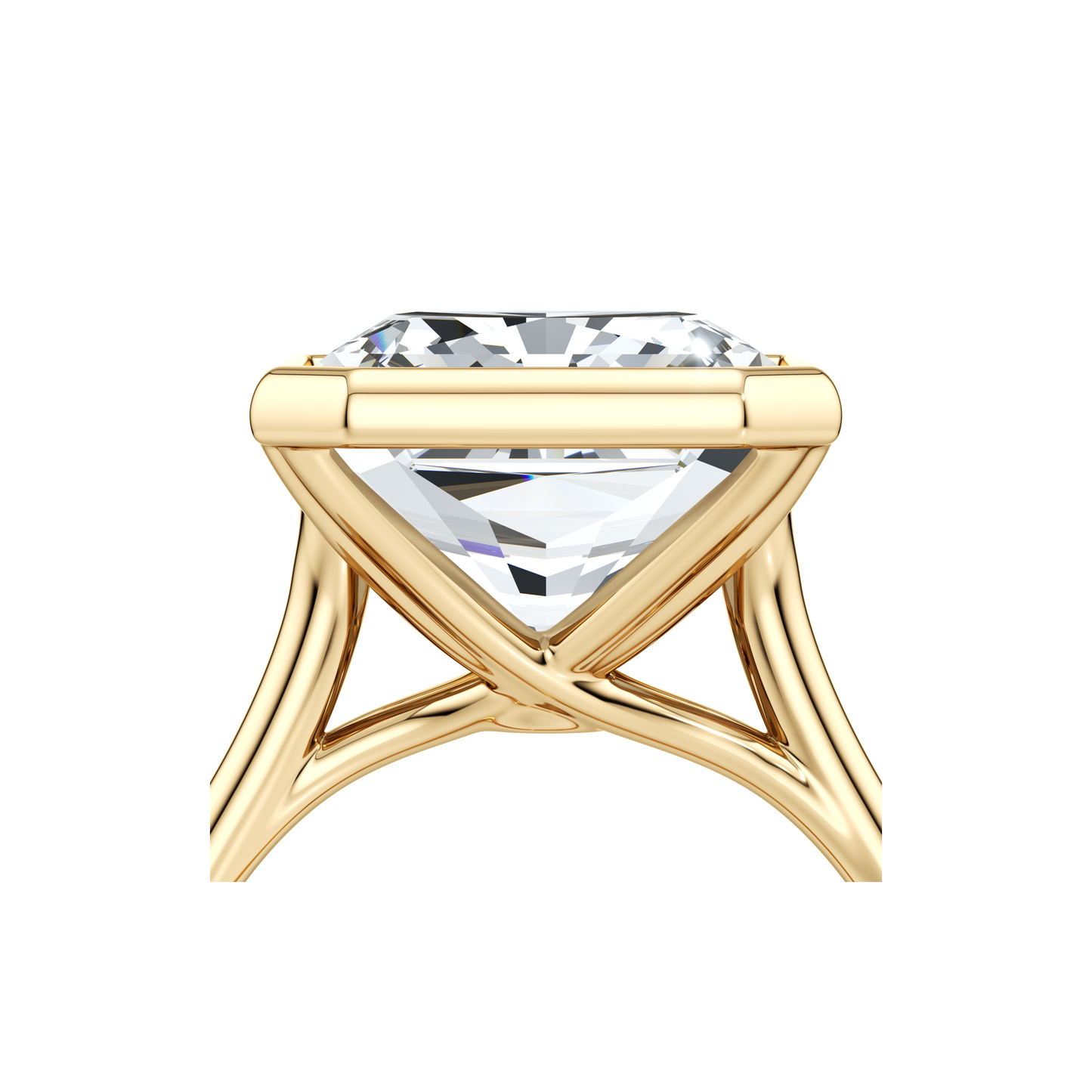 Lara Jewels High Jewellry High Jewelry | Elle Bezel Radiant Solitaire Lab Diamond Engagement Ring - Radiant - 18k Yellow Gold - Lifestyle View