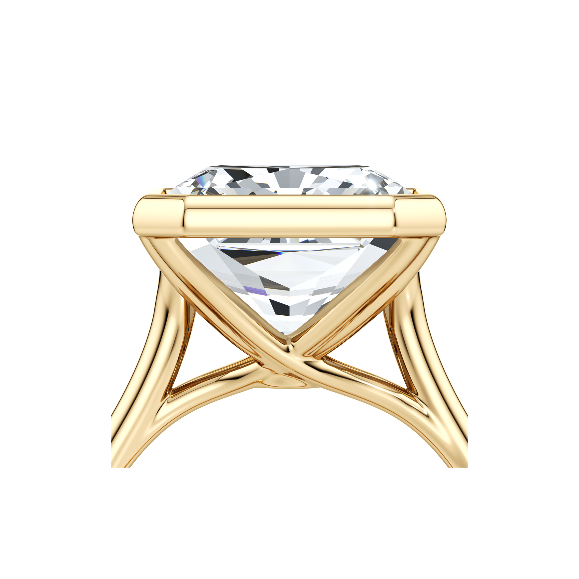 Lara Jewels High Jewellry High Jewelry | Elle Bezel Radiant Solitaire Lab Diamond Engagement Ring - Radiant - 18k Yellow Gold - Lifestyle View