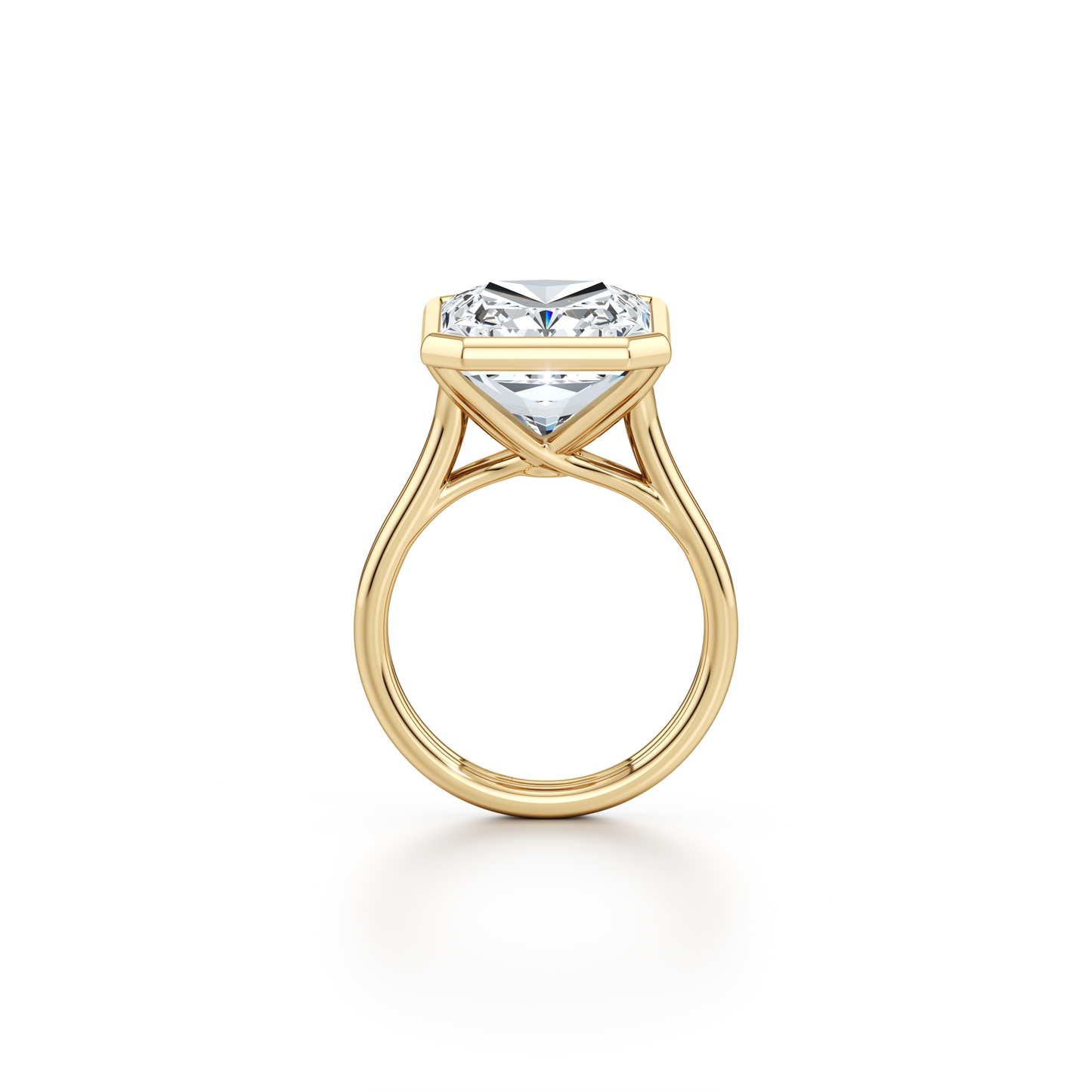 Lara Jewels High Jewellry High Jewelry | Elle Bezel Radiant Solitaire Lab Diamond Engagement Ring - Radiant - 18k Yellow Gold - Detail View