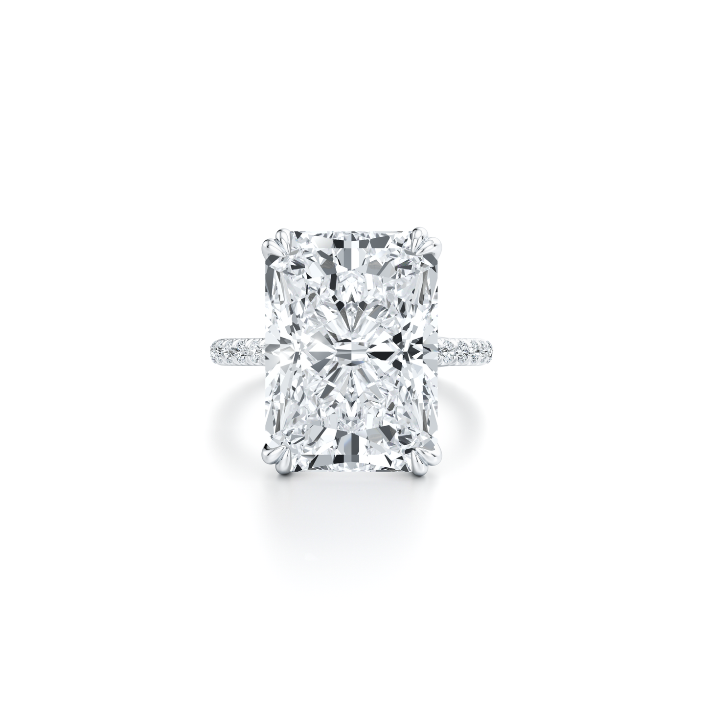 Lara Jewels High Jewellry High Jewelry | Elle Radiant Solitaire Lab Diamond Engagement Ring - Radiant - 18k White Gold - Front View