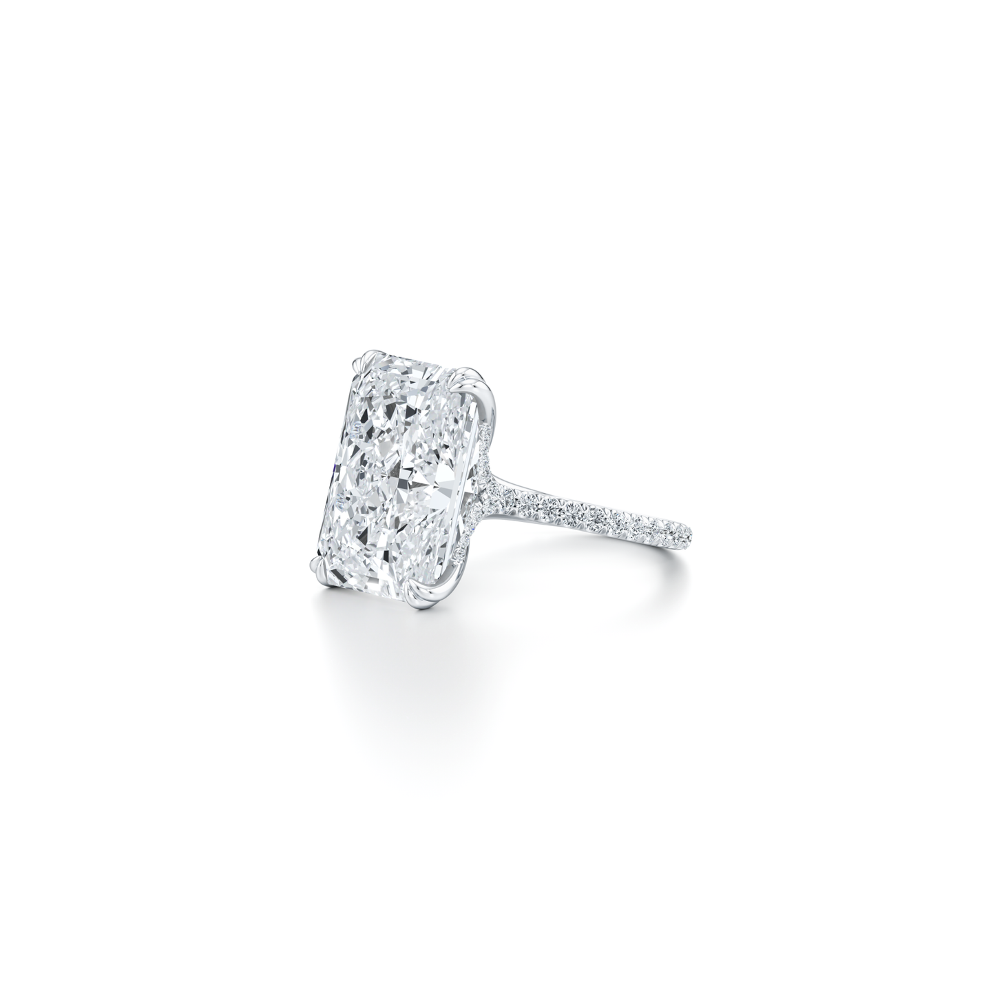 Lara Jewels High Jewellry High Jewelry | Elle Radiant Solitaire Lab Diamond Engagement Ring - Radiant - 14k White Gold - Side View