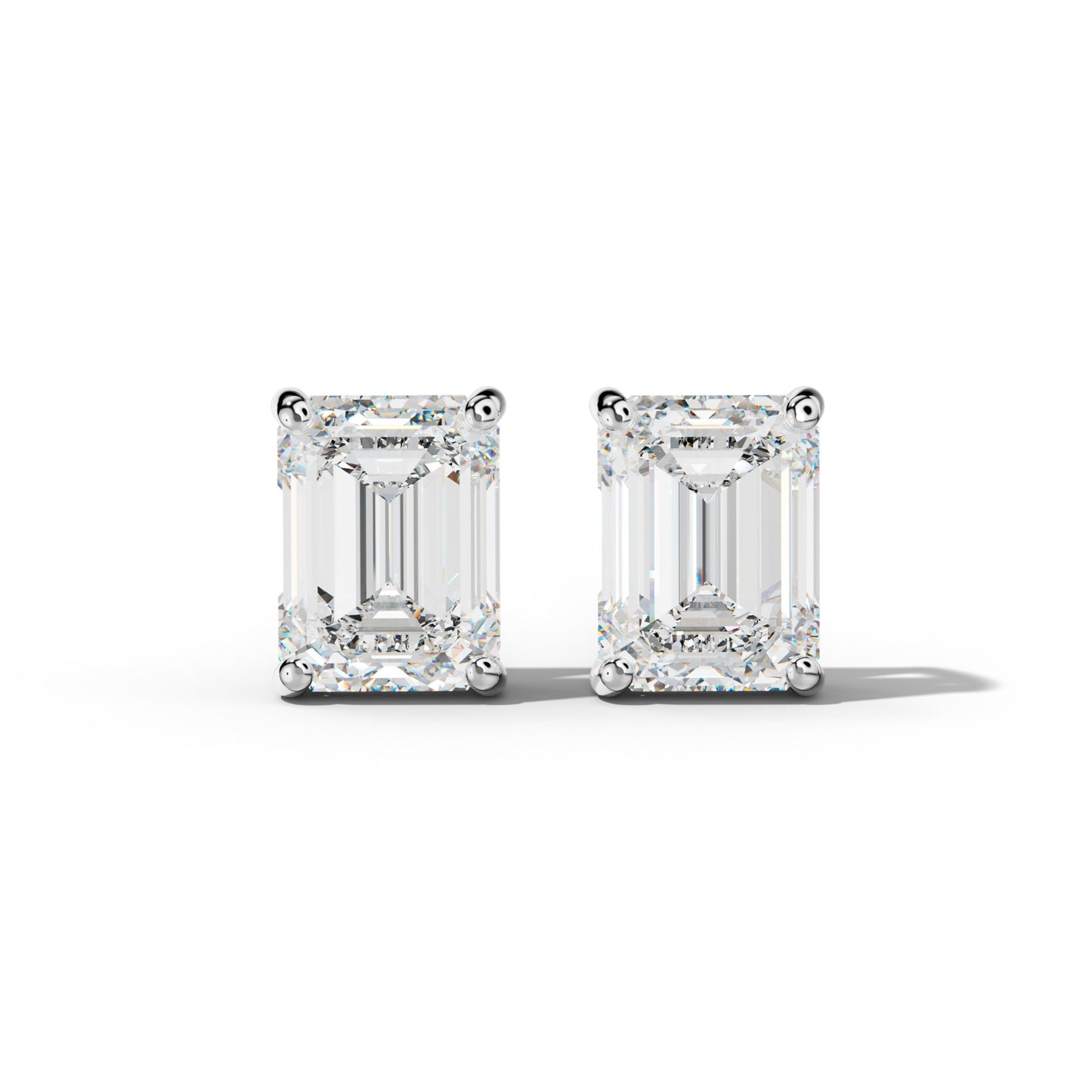Four Prong Emerald Cut Diamond Stud Earrings - 1/2 - 14K Rose Gold