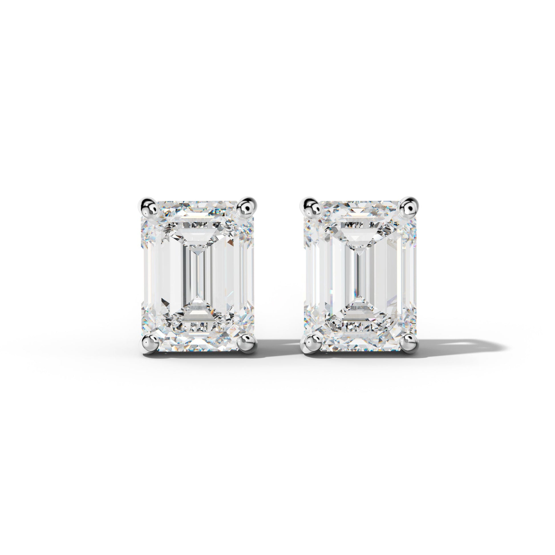 Four Prong Emerald Cut Diamond Stud Earrings - 1/2 - 14K Rose Gold