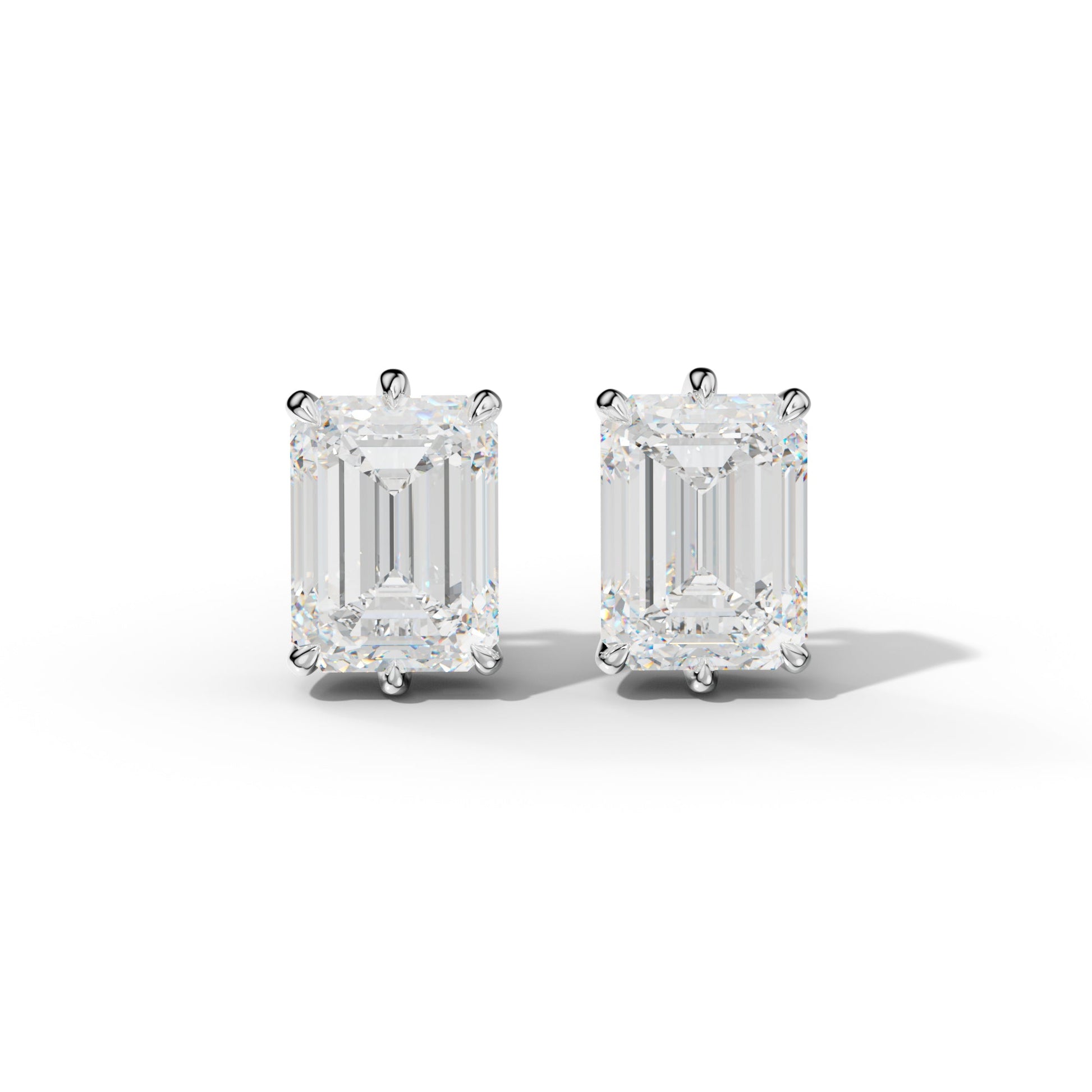 Emerald Cut Diamond Stud Earrings With Six Prongs - 1/2 - 14K Rose Gold