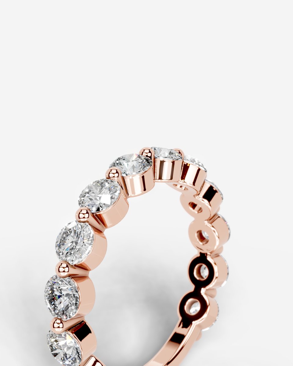 Etta Lab Grown Round Diamond Wedding Ring - Rose Gold