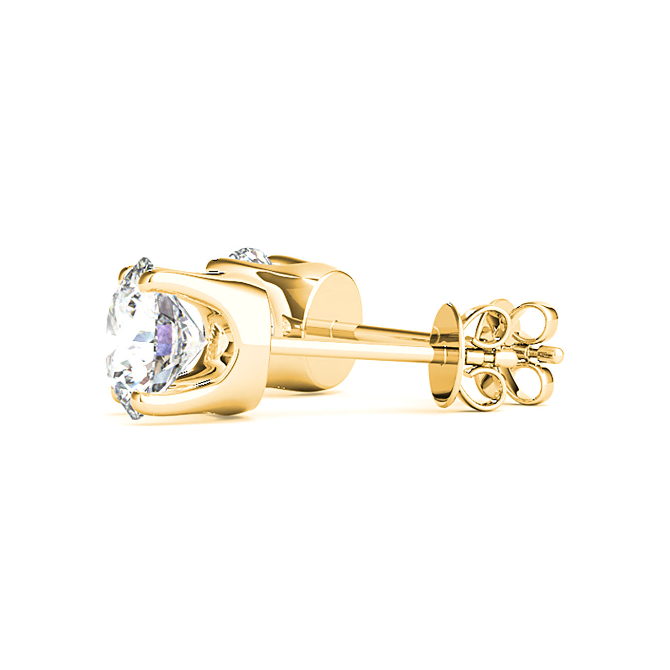 U Setting Four Prong Diamond Stud Earrings - 1/2 - 18K Rose Gold