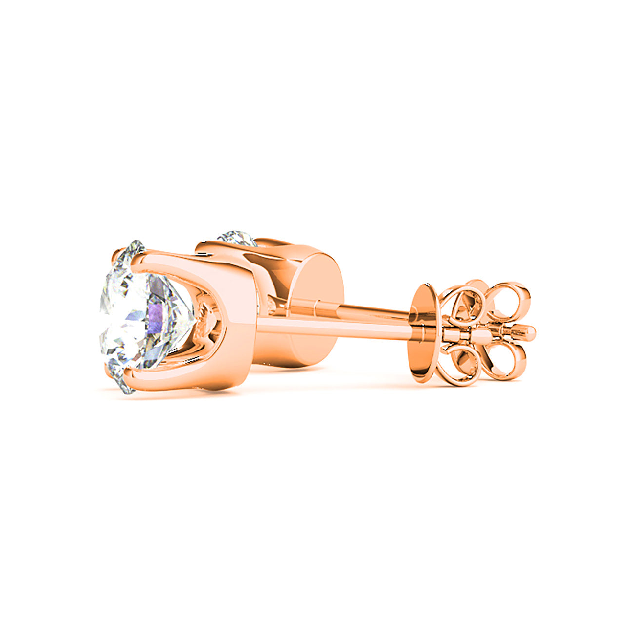 U Setting Four Prong Diamond Stud Earrings - 1/2 - Platinum 950