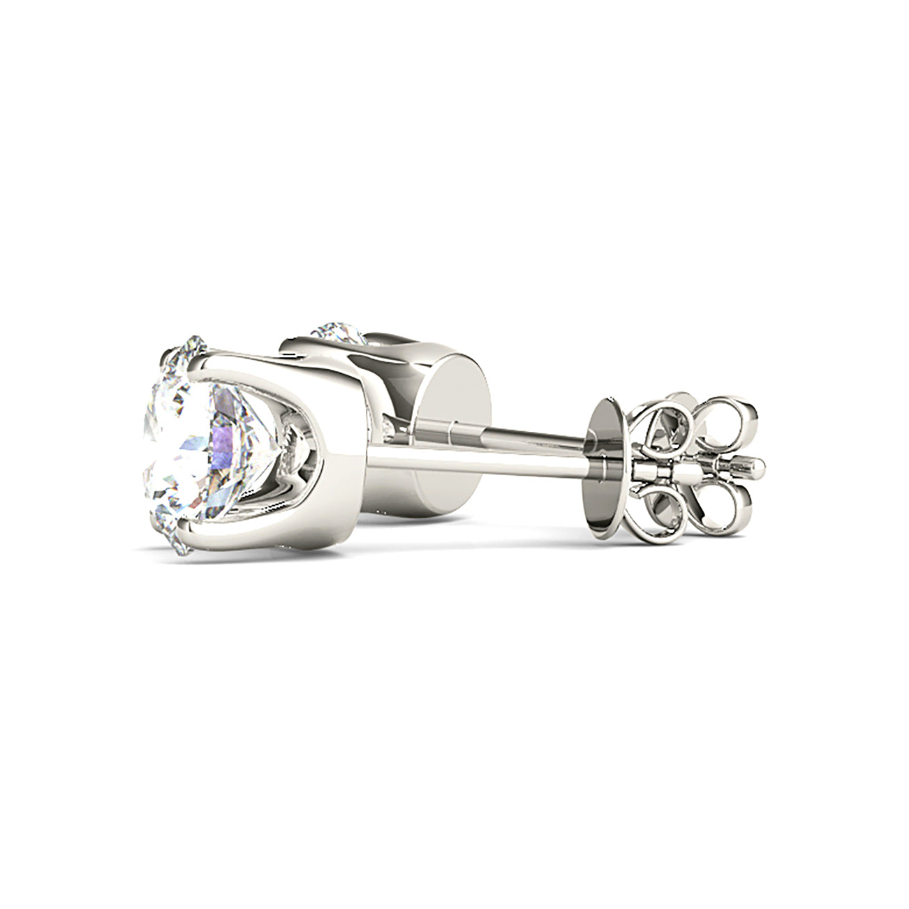 U Setting Four Prong Diamond Stud Earrings - 1/2 - 18K Yellow Gold