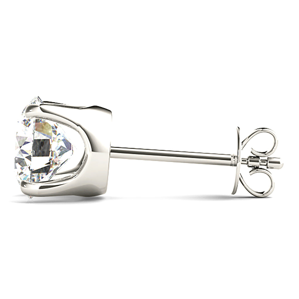 U Setting Four Prong Diamond Stud Earrings - 1/2 - 14K Yellow Gold