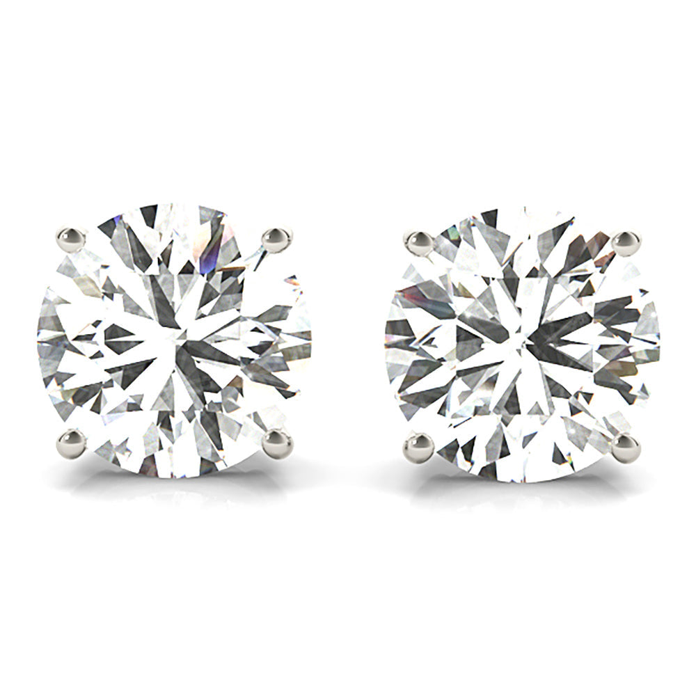 Four Prong Diamond Stud Earrings With Push Backing - 18K Rose Gold