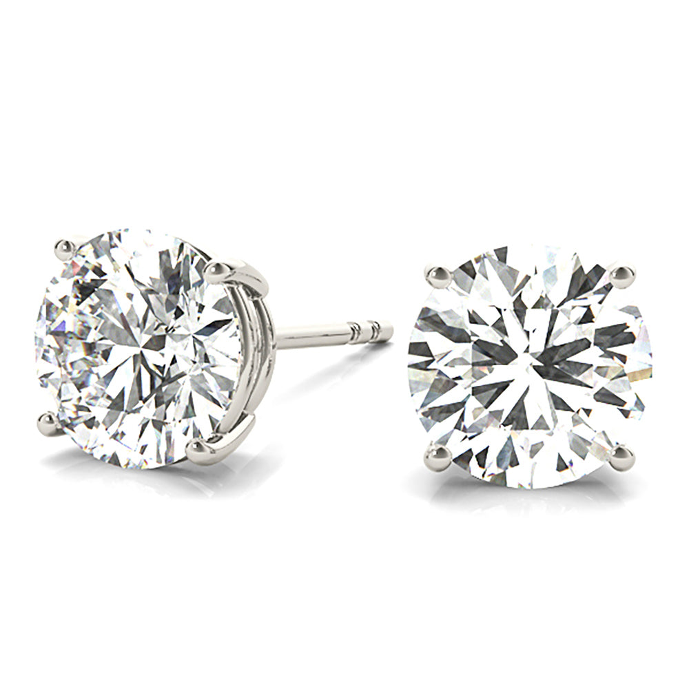 Four Prong Diamond Stud Earrings With Push Backing