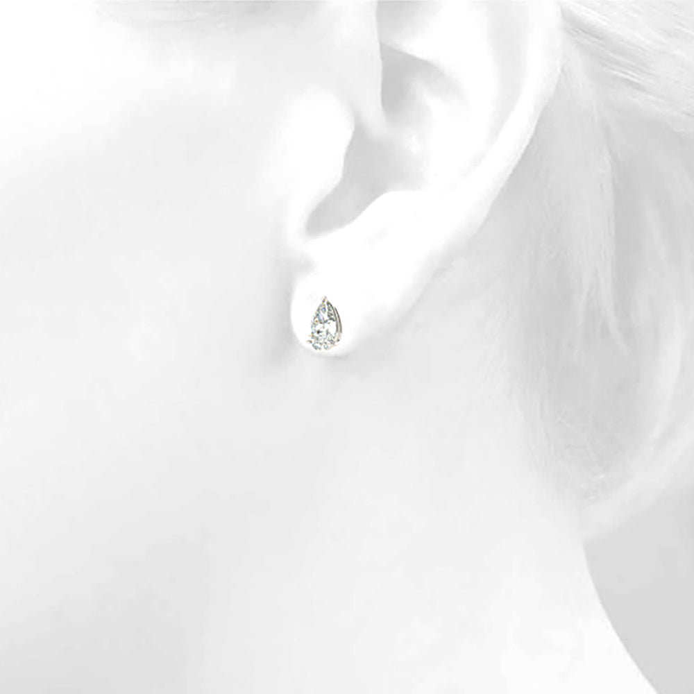 Classic Pear Shape Diamond Stud Earrings - 1/2 - 14K Rose Gold