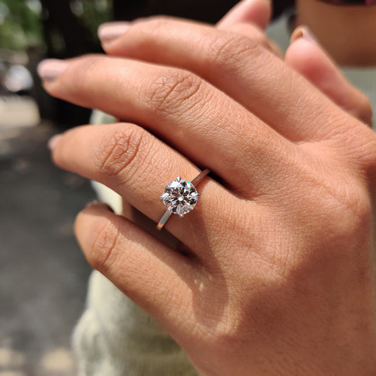 Cathedral Style Round Solitaire Diamond Ring