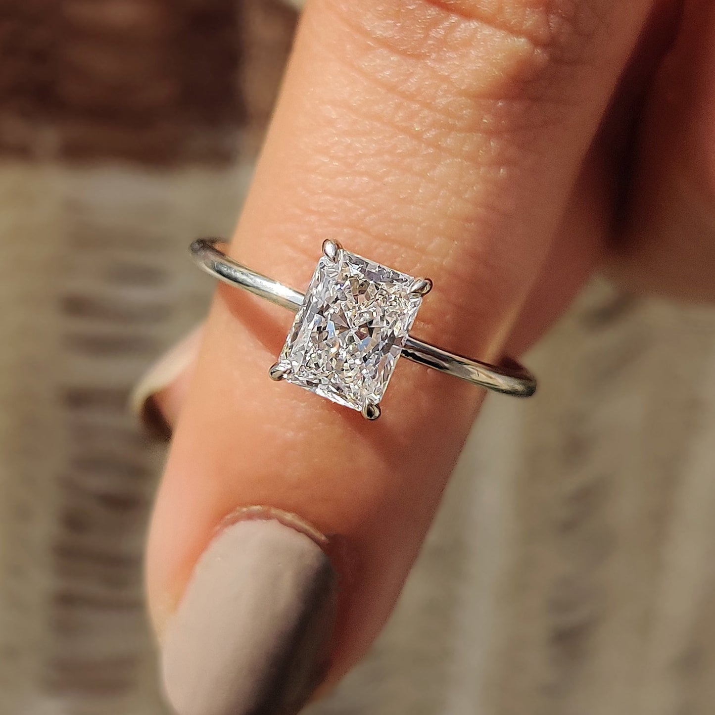 Radiant Cut Solitaire Ring With Secure Claw Prongs