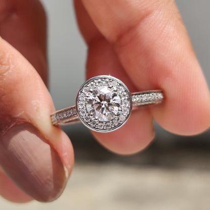 Bezel Halo Engagement Ring with Round Diamond