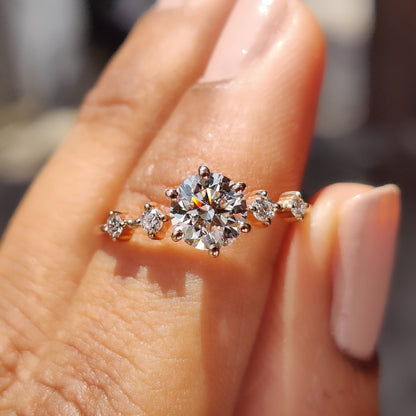 5 Diamond Engagement Ring With Round Cut