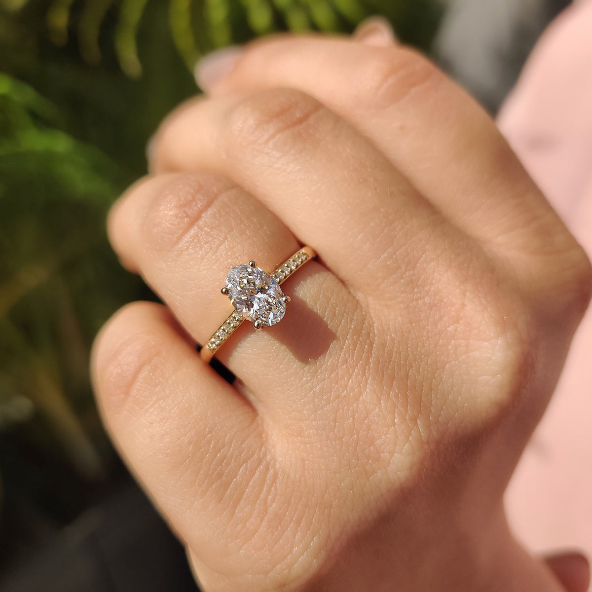 Oval Cut Diamond Ring In Pave Style