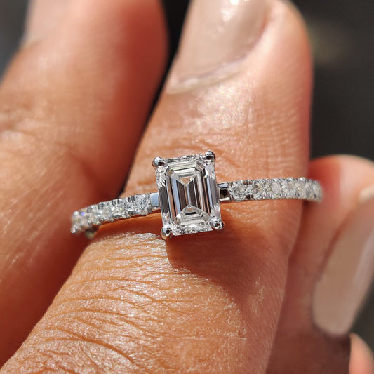 Emerald Pave Ring With Secure Four Prong Setting