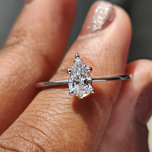 Pear Shaped Diamond Ring In Solitaire Style