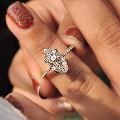 Old European Marquise Cut Ring In Pave Style