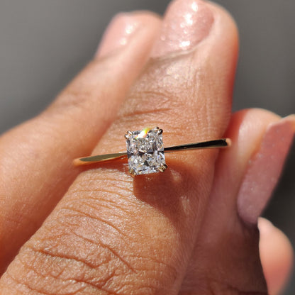 Radiant Cut Gold Engagement Ring in Solitaire Style