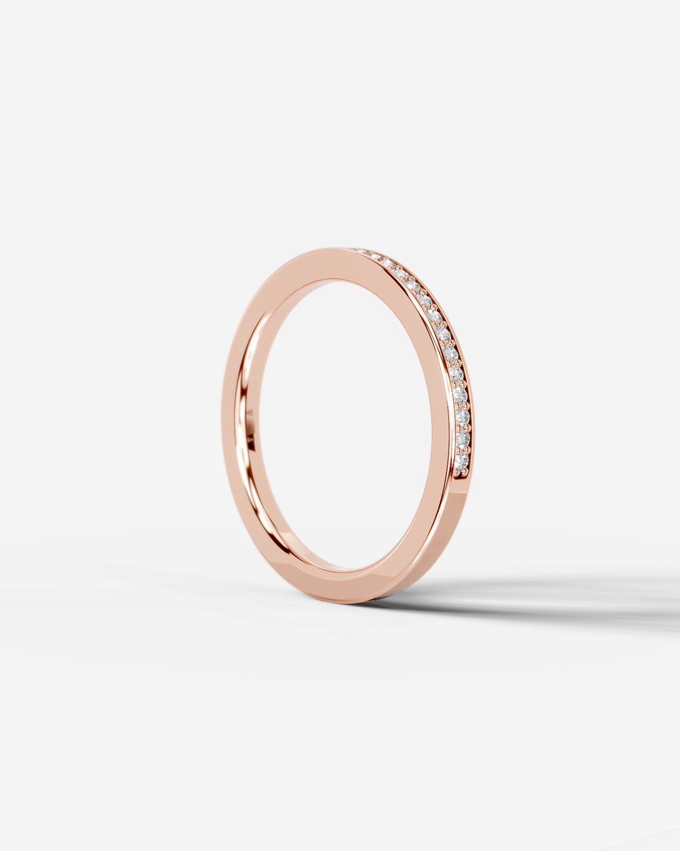 Giselle Lab Grown Round Diamond Wedding Ring - Rose Gold