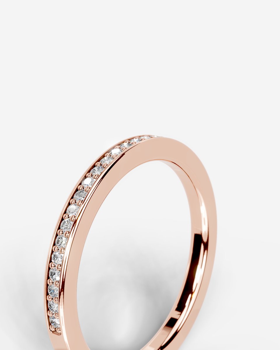 Giselle Lab Grown Round Diamond Wedding Ring - Rose Gold