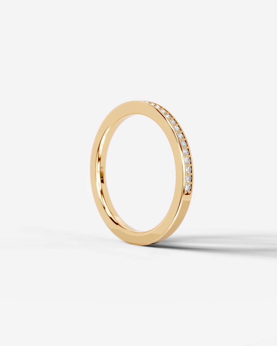 Giselle Lab Grown Round Diamond Wedding Ring - Yellow Gold