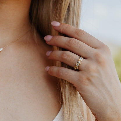 The Blaine Round, Oval, and Emerald Cut Montana Sapphire Ring